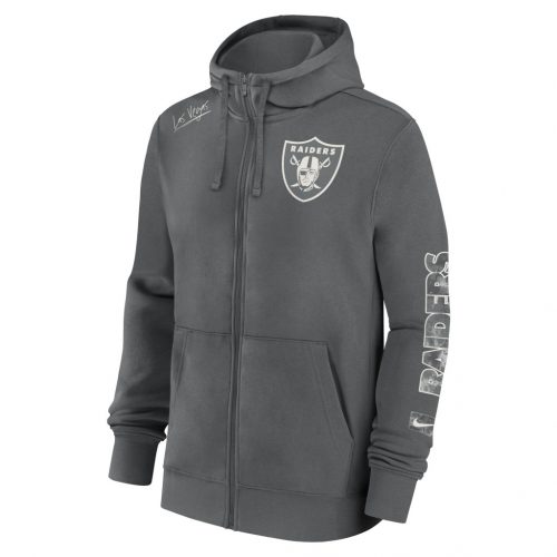 Nike Cotton Full-Zip Fleece Hoodie - NFL Las Vegas Raiders Iron Grey/Iron Grey 3XL