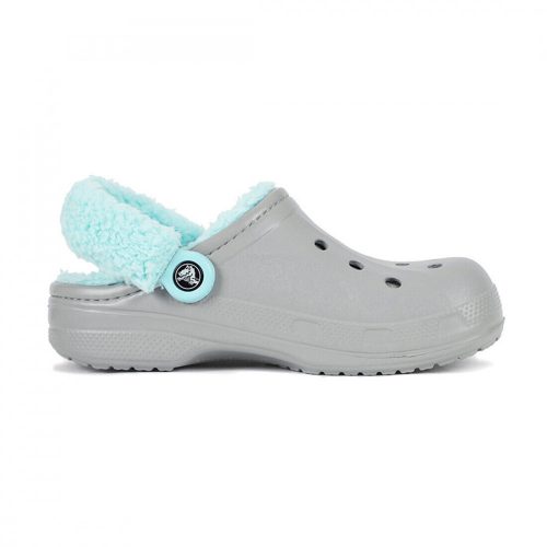 CROCS BAYA LINED FUZZ STRAP CLOG GREY/ICE BLUE 39-40