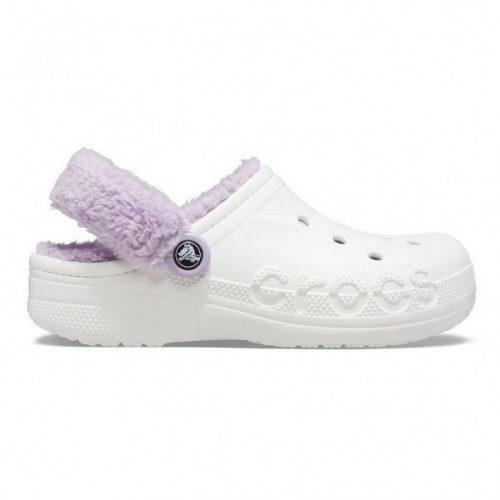 CROCS BAYA LINED FUZZ STRAP CLOG WHITE/LAVENDER 38-39