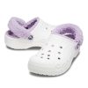 CROCS BAYA LINED FUZZ STRAP CLOG WHITE/LAVENDER 38-39