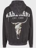 KARL KANI CHEST SIGNATURE OS WASHED FULL ZIP SKULL HOODIE ANTHRACITE