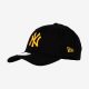 NEW ERA NEW YORK YANKEES TEAM LEAGUE ESSENTIAL 39THIRTY STRETCH CAP BLACK BLACK/ORANGE