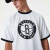 NEW ERA BROOKLYN NETS NBA TEAM LOGO MESH OS TEE WHITE XXL