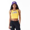 New Era NBA Team Wordmark Los Angeles Lakers Womens Crop Tank Top Yellow