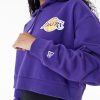 New Era NBA Team Logo Los Angeles Lakers Womens Crop Pullover Hoodie Purple XS