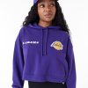 New Era NBA Team Logo Los Angeles Lakers Womens Crop Pullover Hoodie Purple XS