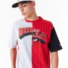 New Era NBA Half Pinstripe Chicago Bulls Oversized T-Shirt Red M