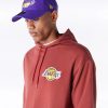 New Era League Essential Los Angeles Lakers Oversized Pullover Hoodie Brown L