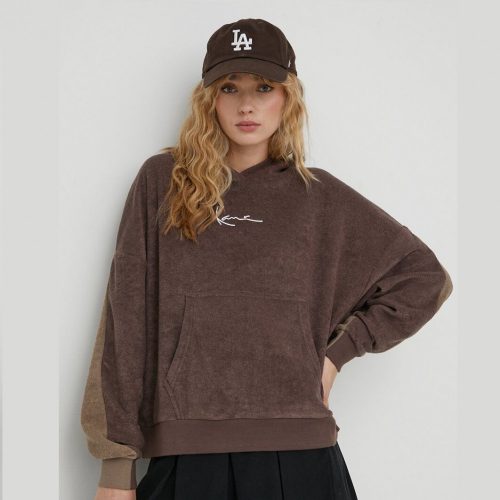 Karl Kani Sweatshirt Small Signature Block Os Toweling Hoodie BROWN/TAUPE