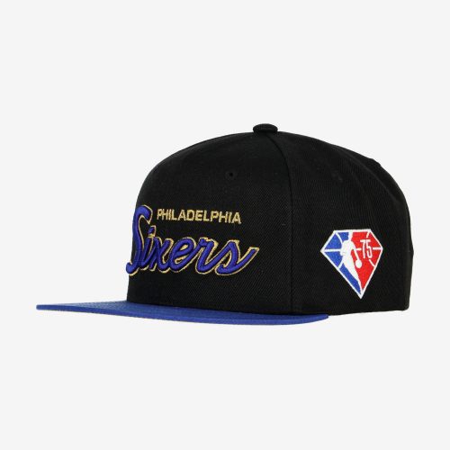 MITCHELL & NESS NBA PHILADELPHIA 76ERS 75TH GOLD SNAPBACK BLACK