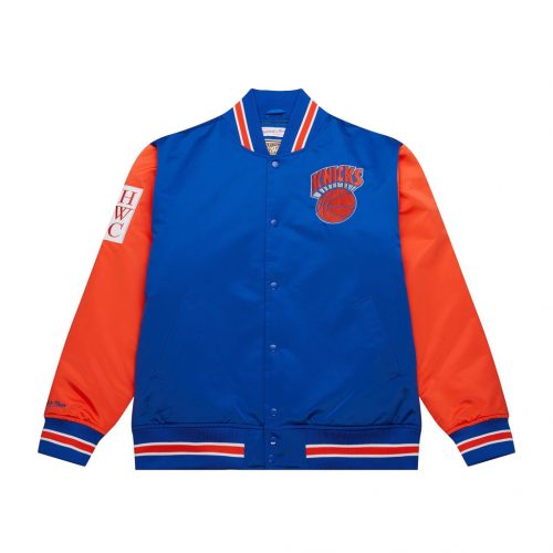 Mitchell & Ness NBA Primetime Heavyweight Satin Jacket Vintage Logo New York Knicks Royal L