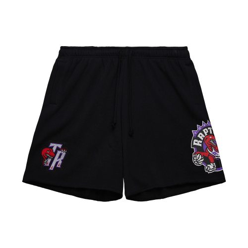 MITCHELL & NESS NBA POSTGAME FLEECE SHORTS VINTAGE LOGO TORONTO RAPTORS BLACK