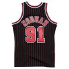 MITCHELL & NESS CHICAGO BULLS DENNIS RODMAN 95-96' #91 ALT. SWINGMAN 2.0 JERSEY BLACK PINSTRIPE