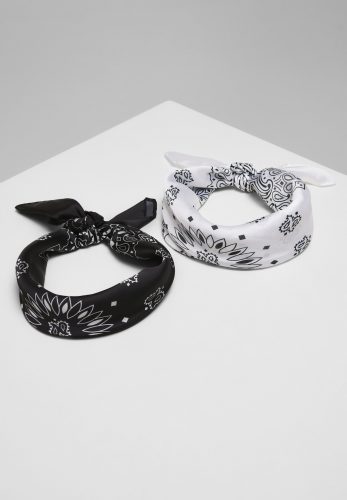 URBAN CLASSICS SATIN BANDANA 2-PACK BLACK/WHITE