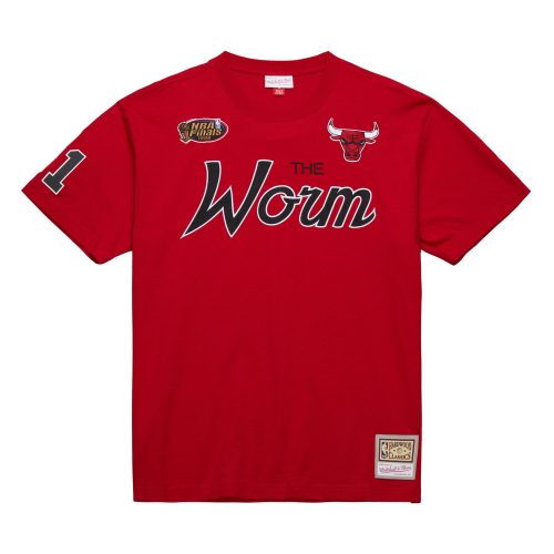 Mitchell & Ness NBA Premium Nickname Ss Tee Vintage Logo Chicago Bulls  Dennis Rodman Red XL